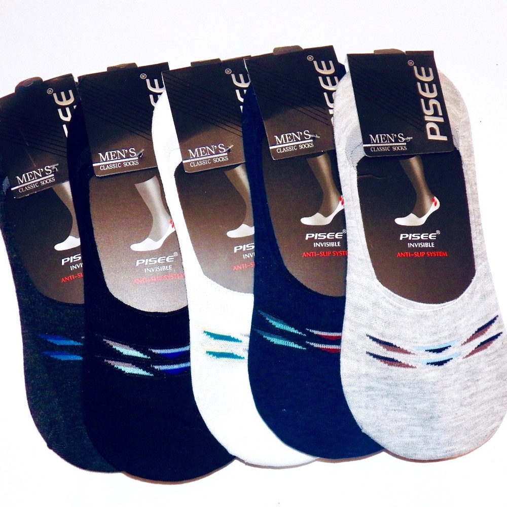 Set Of Pisee Mens No Show Liner Socks. 5PK.